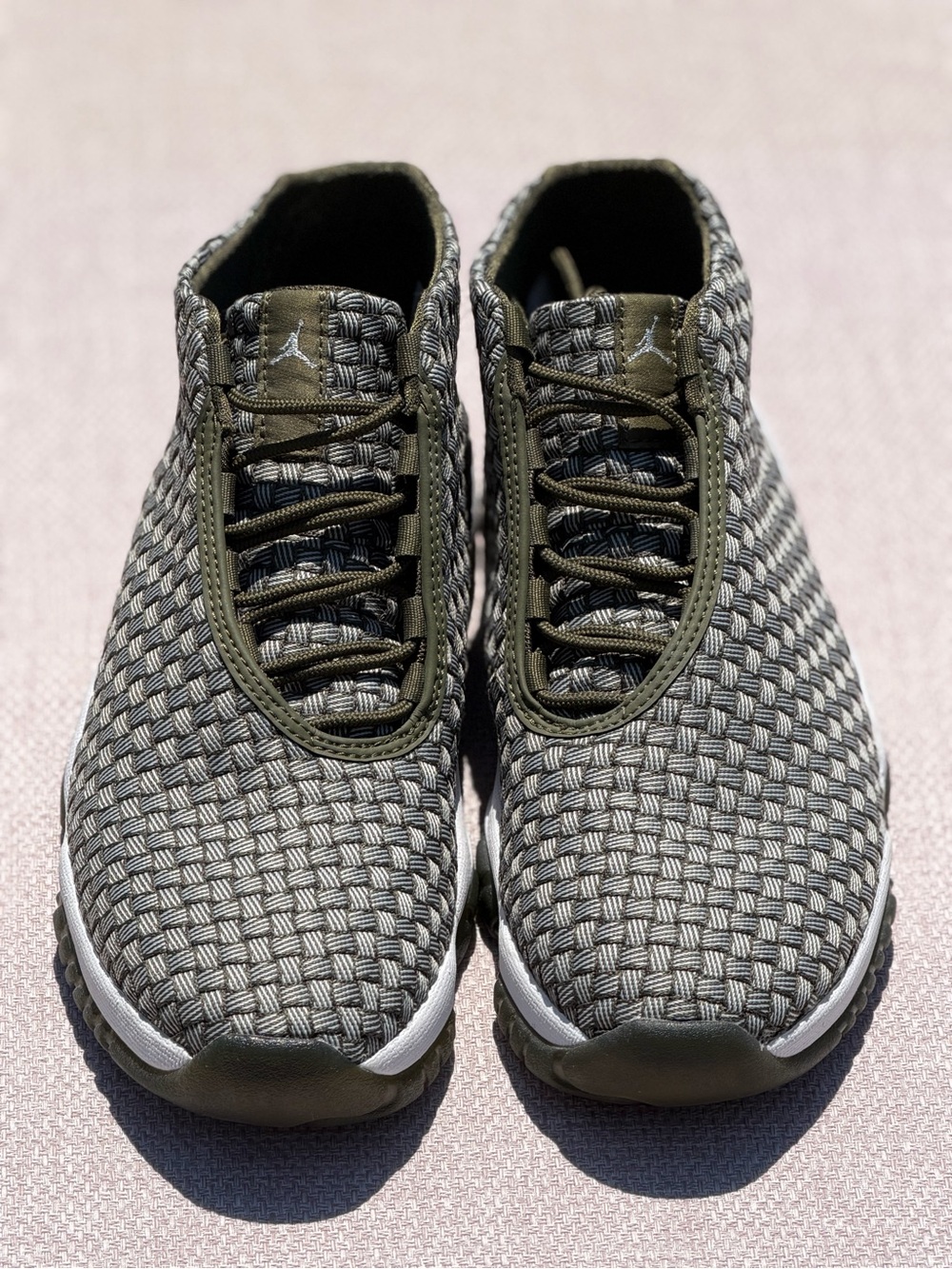 Jordan Olive Green Woven Low-Top Sneakers